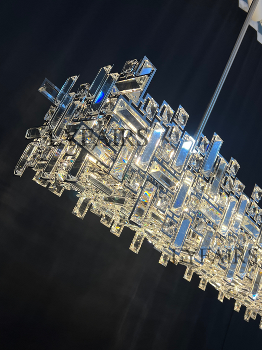 Lampadario a sospensione in cristallo della collezione di blocchi irregolari extra large per soggiorno/sala da pranzo