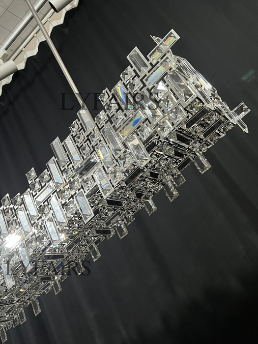 Lampadario a sospensione in cristallo della collezione di blocchi irregolari extra large per soggiorno/sala da pranzo