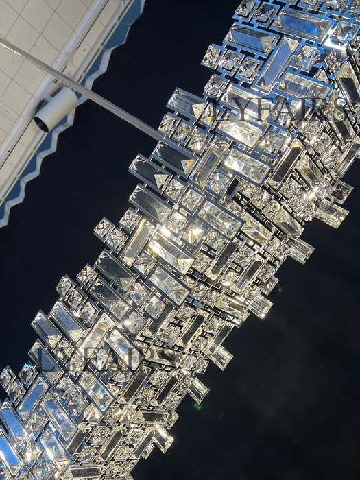 Lampadario a sospensione in cristallo della collezione di blocchi irregolari extra large per soggiorno/sala da pranzo