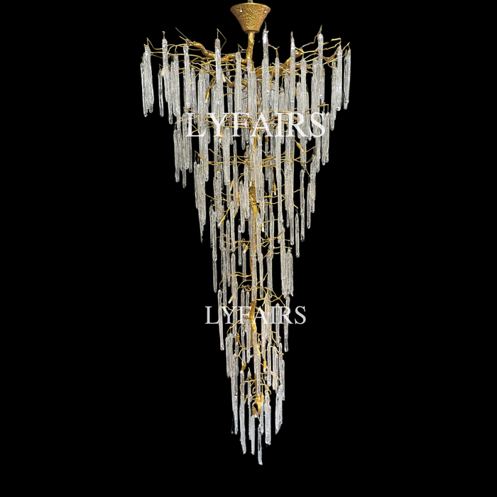 Extra Large Brass Tree Branch Bubble Glass Drops Chandelier for Foyer/Living Room