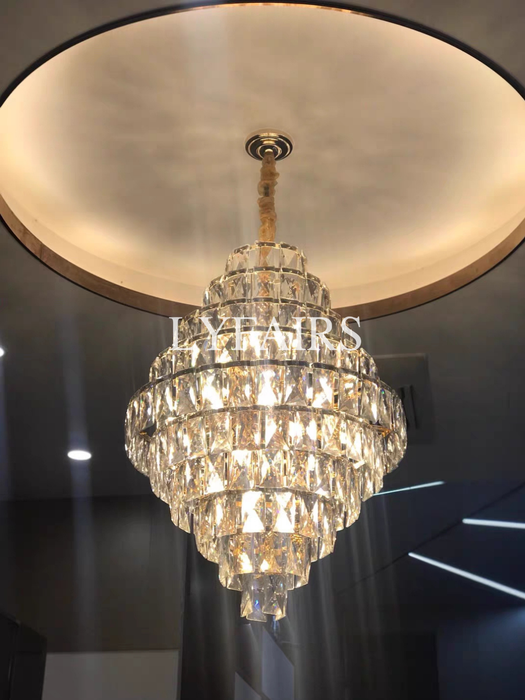 Extra Large Clear Crystal Honeycomb Chandelier for Living Room/Entrance/Staircase