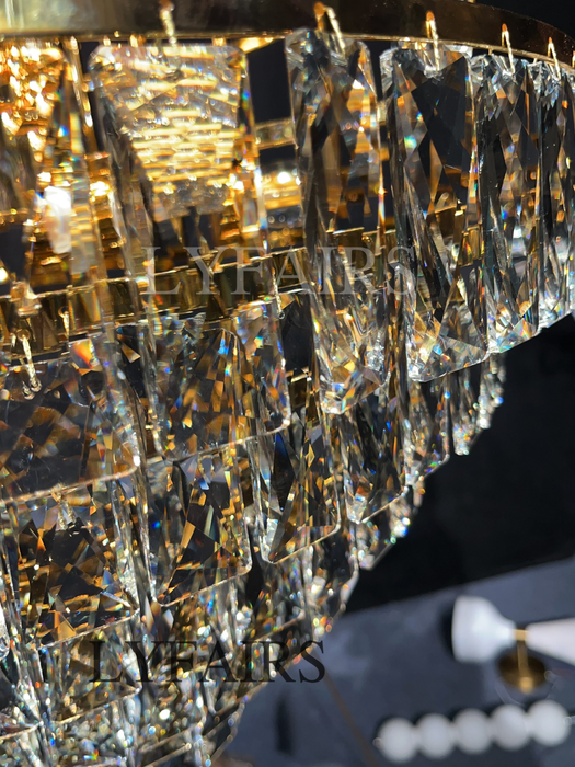 Extra Large Decorative Crystal Chandelier Foyer Hall Ceiling Light Fixture For Staircase In Gold/ Chrome