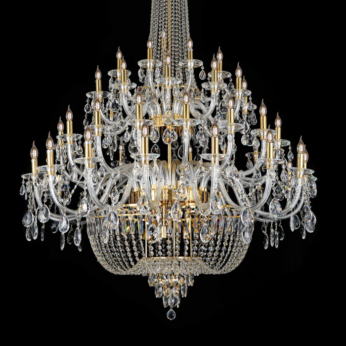 Lampadario di cristallo di lusso a candela multistrato extra large in stile europeo, lampada decorativa per foyer/scala in oro