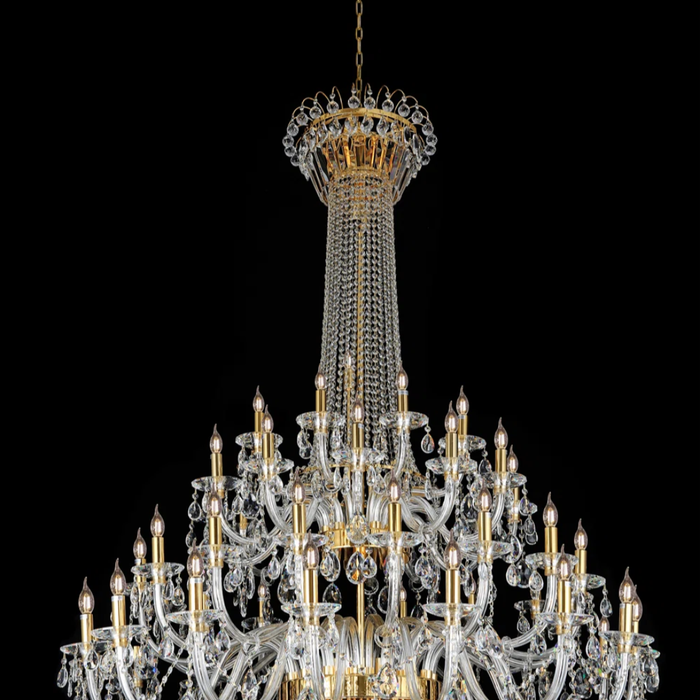 Lampadario di cristallo di lusso a candela multistrato extra large in stile europeo, lampada decorativa per foyer/scala in oro