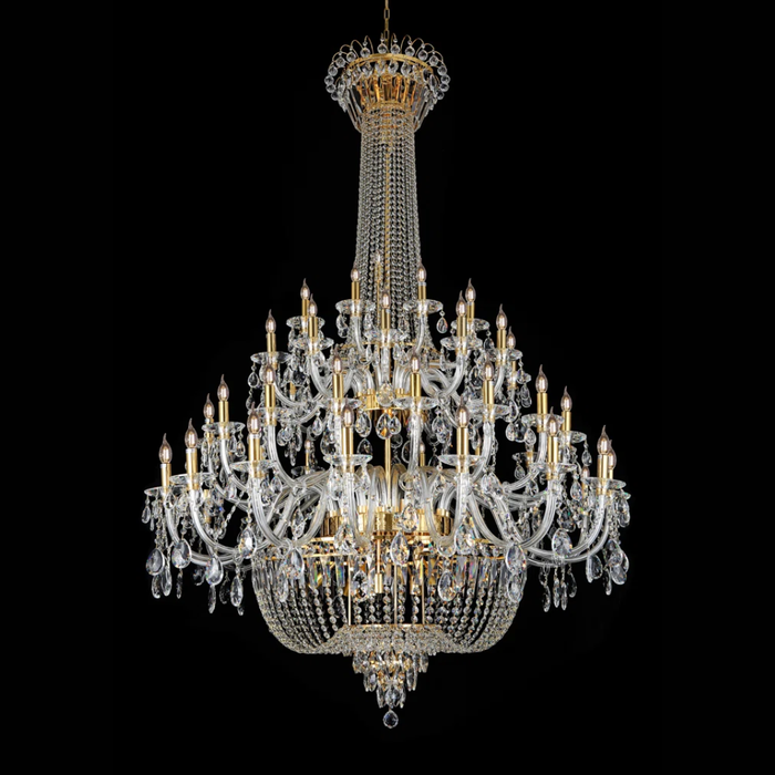 Lampadario di cristallo di lusso a candela multistrato extra large in stile europeo, lampada decorativa per foyer/scala in oro