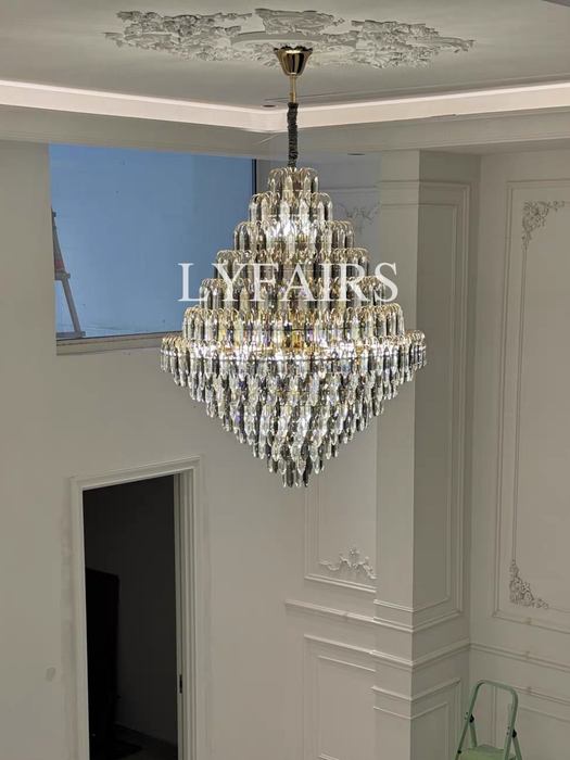 Extra Large Foyer Decorative Honeycomb Crystal Chandelier for Entryway/Staircase