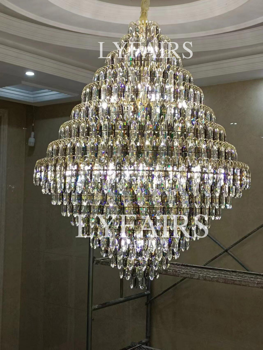 Extra Large Foyer Decorative Honeycomb Crystal Chandelier for Entryway/Staircase