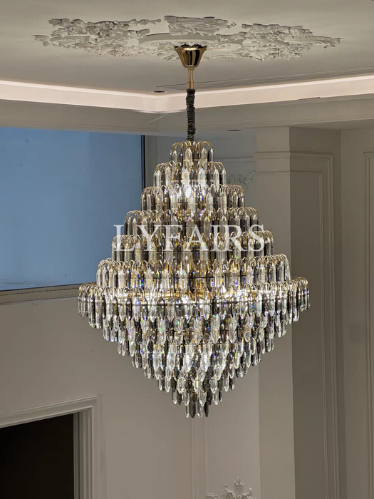 Extra Large Foyer Decorative Honeycomb Crystal Chandelier for Entryway/Staircase