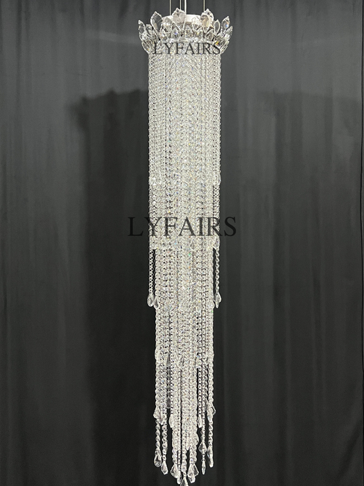 Extra Large Light Luxury Stairwell Crystal Tassel Chandelier for Staircase/High Floor Hall/Loft