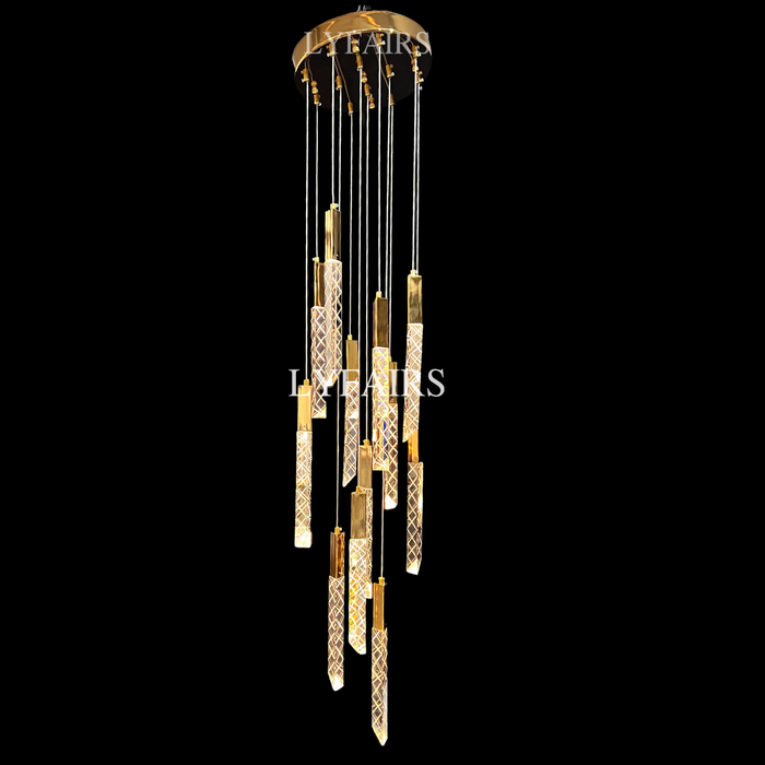 Extra Large Modern K9 Crystal Rod Pendant Long Chandelier for Staircase/Living Room/Foyer
