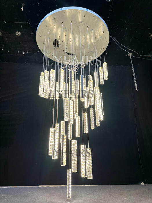 Decorazione moderna extra large per plafoniera in cristallo a spirale per scale/soffitto alto soggiorno/lobby/corridoio dell'hotel