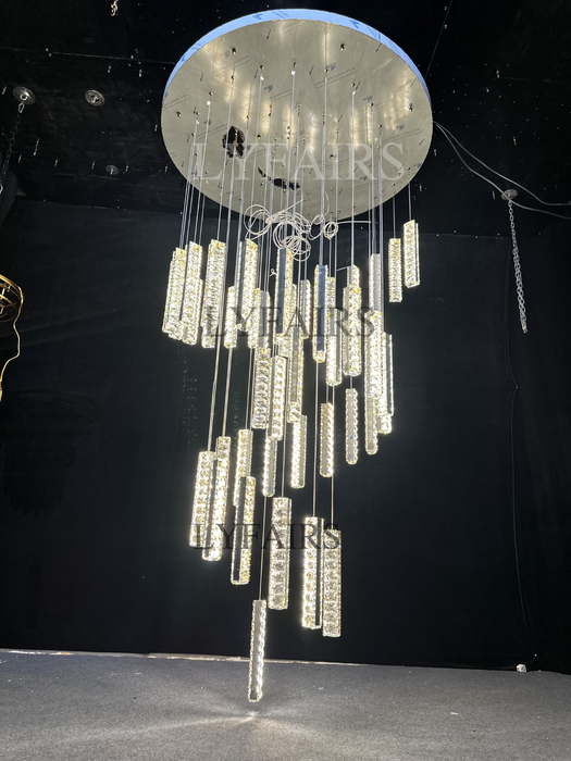 Decorazione moderna extra large per plafoniera in cristallo a spirale per scale/soffitto alto soggiorno/lobby/corridoio dell'hotel