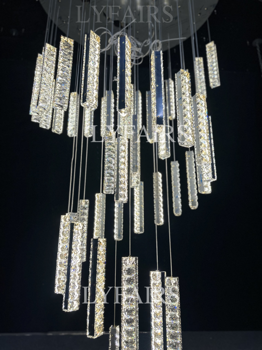 Decorazione moderna extra large per plafoniera in cristallo a spirale per scale/soffitto alto soggiorno/lobby/corridoio dell'hotel