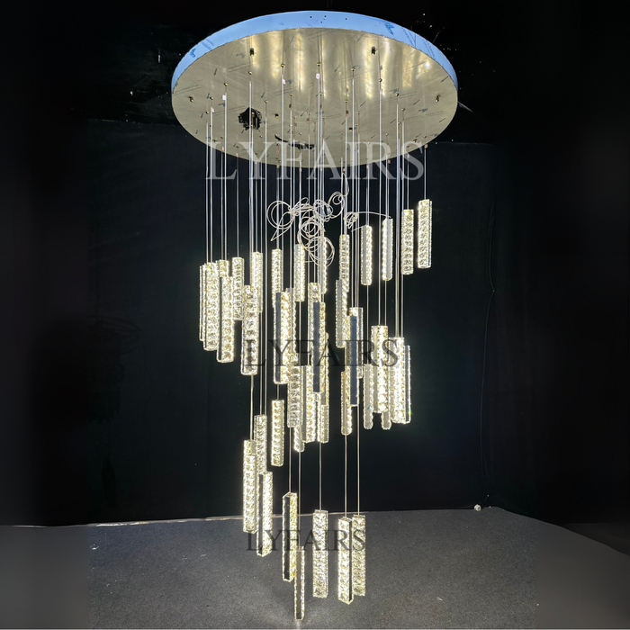 Decorazione moderna extra large per plafoniera in cristallo a spirale per scale/soffitto alto soggiorno/lobby/corridoio dell'hotel