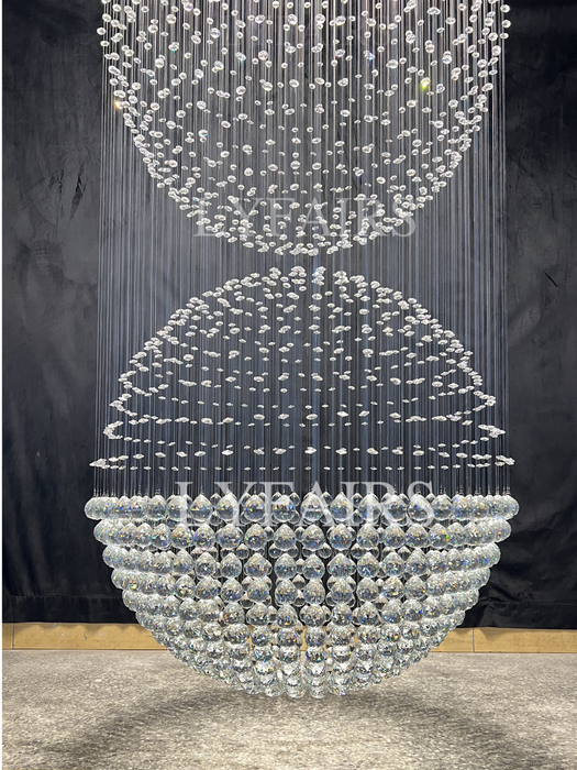 Extra Large Modern Three Balls Ceiling Crystal Chandelier For Staircase/Big-foyer, living room