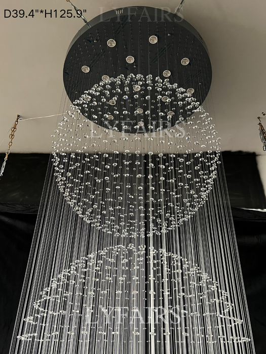 Extra Large Modern Three Balls Ceiling Crystal Chandelier For Staircase/Big-foyer, living room