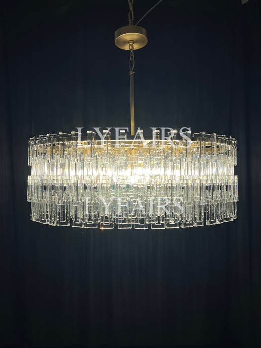 Lampadario da soffitto in cristallo multistrato extra large rotondo/rettangolare per soggiorno/sala da pranzo