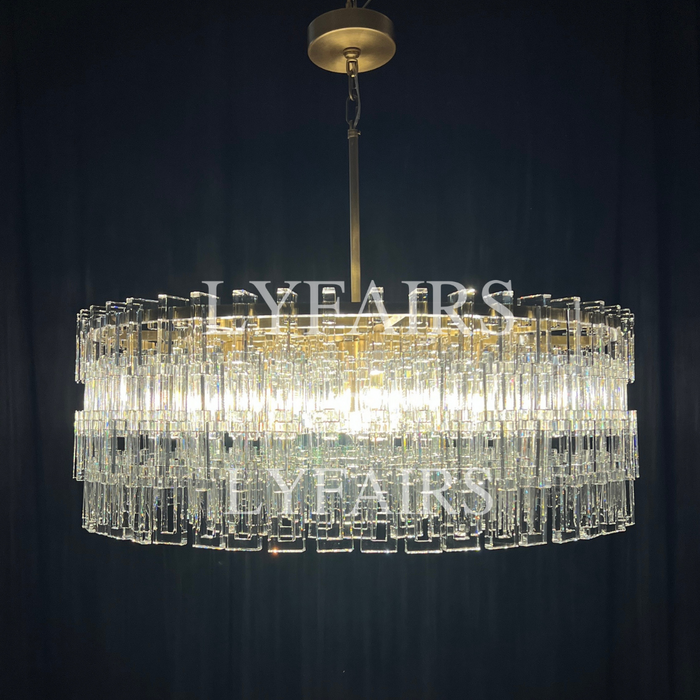Luxury Multi-Tier Rectangular Crystal Ring Chandelier