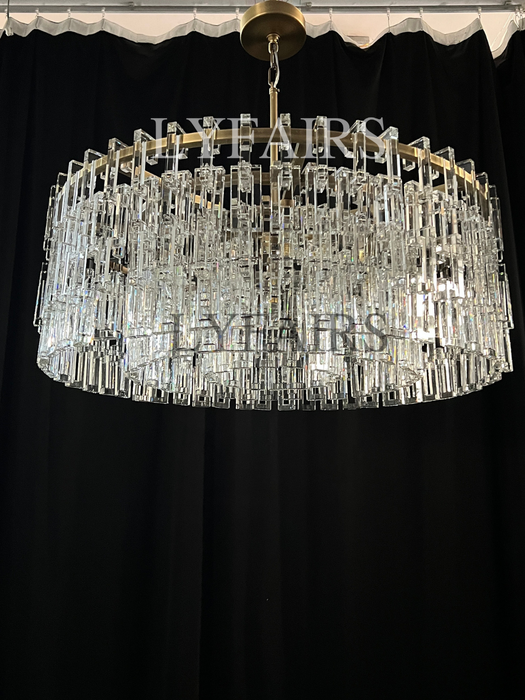 Lampadario da soffitto in cristallo multistrato extra large rotondo/rettangolare per soggiorno/sala da pranzo