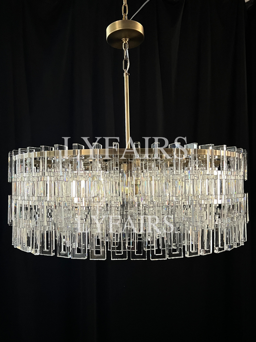 Lampadario da soffitto in cristallo multistrato extra large rotondo/rettangolare per soggiorno/sala da pranzo