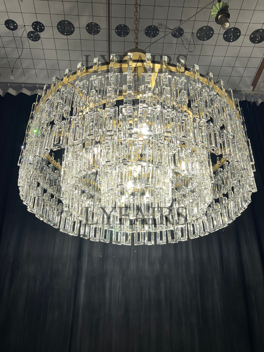 Lampadario da soffitto in cristallo multistrato extra large rotondo/rettangolare per soggiorno/sala da pranzo