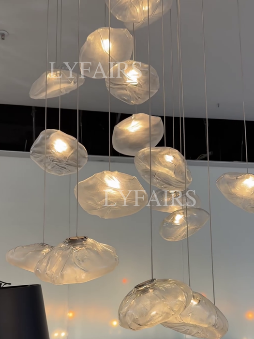 Lámpara decorativa de nube de cristal minimalista nórdica extragrande para escaleras/sala de estar/sala de techo alto