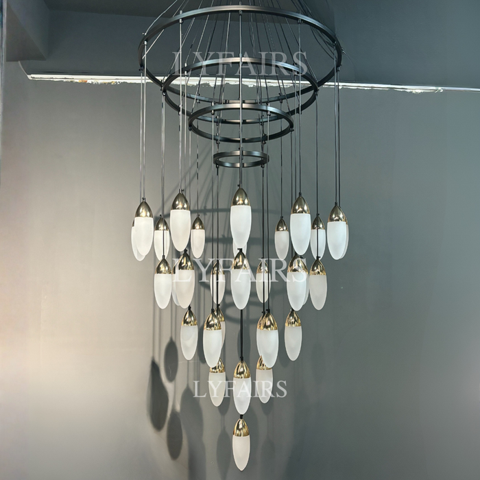 Lampadario multilivello postmoderno extra large per stanze/scale dal soffitto alto