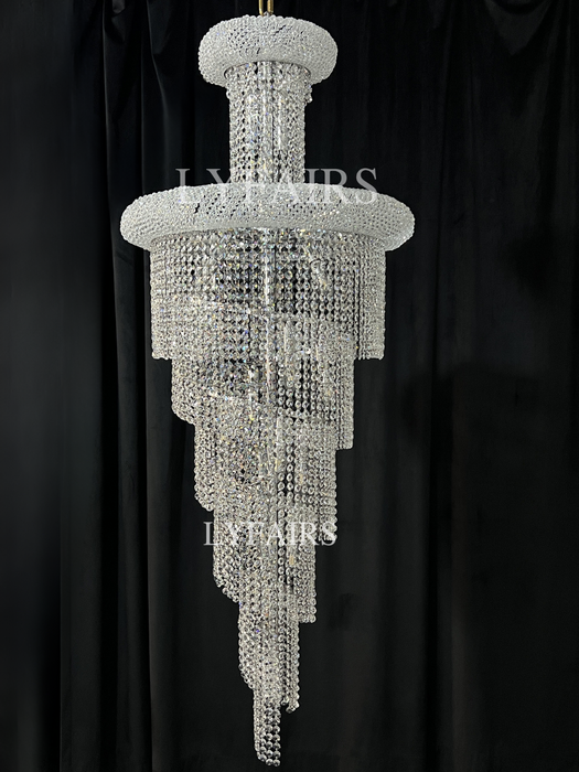 Lámpara de araña de cristal en espiral extragrande para escalera/vestíbulo/sala de estar
