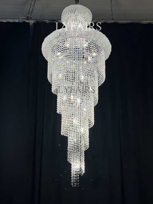 Lámpara de araña de cristal en espiral extragrande para escalera/vestíbulo/sala de estar