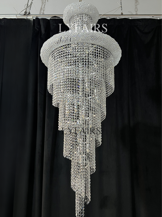 Lámpara de araña de cristal en espiral extragrande para escalera/vestíbulo/sala de estar