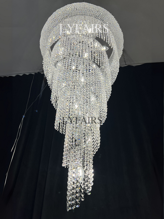 Lámpara de araña de cristal en espiral extragrande para escalera/vestíbulo/sala de estar