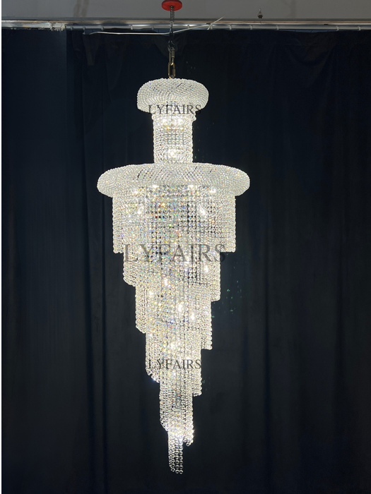 Lámpara de araña de cristal en espiral extragrande para escalera/vestíbulo/sala de estar