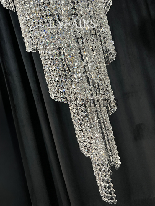 Lámpara de araña de cristal en espiral extragrande para escalera/vestíbulo/sala de estar