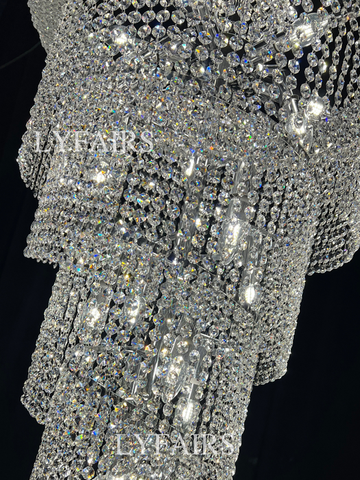 Lámpara de araña de cristal en espiral extragrande para escalera/vestíbulo/sala de estar