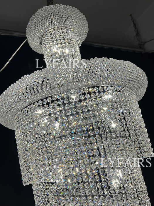 Lámpara de araña de cristal en espiral extragrande para escalera/vestíbulo/sala de estar