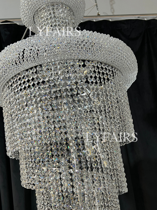 Lámpara de araña de cristal en espiral extragrande para escalera/vestíbulo/sala de estar