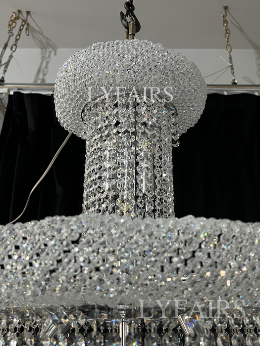 Lámpara de araña de cristal en espiral extragrande para escalera/vestíbulo/sala de estar