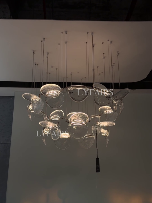 Modern Floating Chips Glass Chandelier for High Ceiling/Dining Room