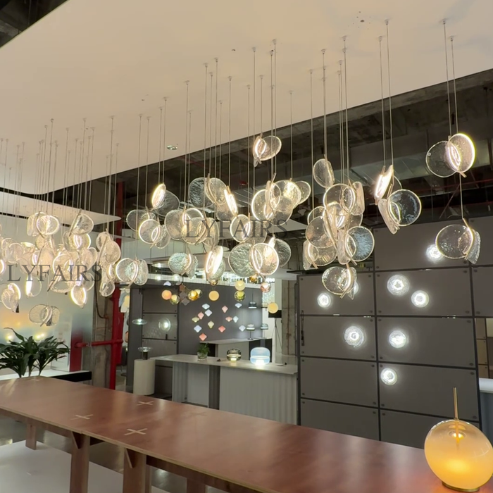 Modern Floating Chips Glass Chandelier for High Ceiling/Dining Room