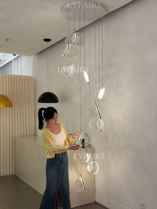 Modern Floating Chips Glass Chandelier for High Ceiling/Dining Room