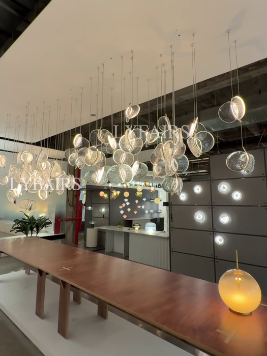 Modern Floating Chips Glass Chandelier for High Ceiling/Dining Room