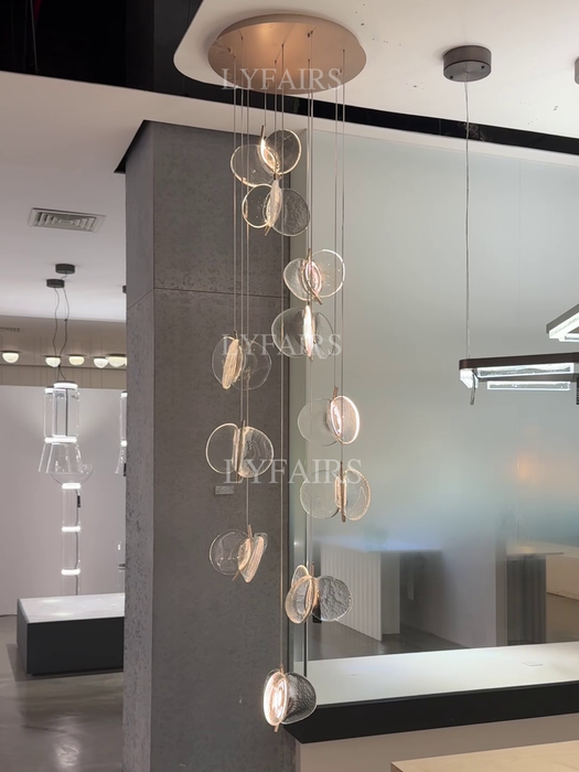 Modern Floating Chips Glass Chandelier for High Ceiling/Dining Room