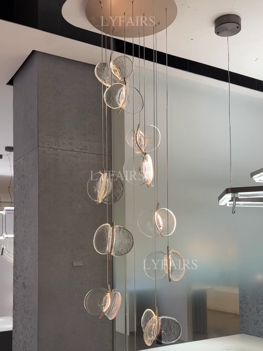 Modern Floating Chips Glass Chandelier for High Ceiling/Dining Room