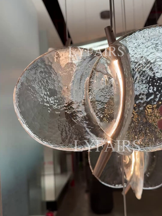 Modern Floating Chips Glass Chandelier for High Ceiling/Dining Room