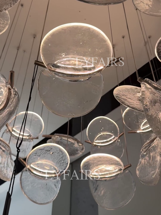 Modern Floating Chips Glass Chandelier for High Ceiling/Dining Room
