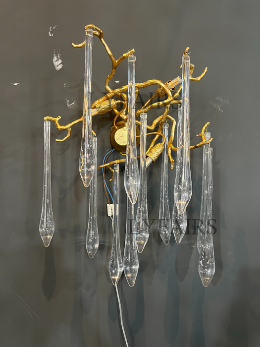 French Style Living Room Branch Crystal Drops Chandelier Modern Copper Gold Finish Dining Room Ceiling Lighting Fixture