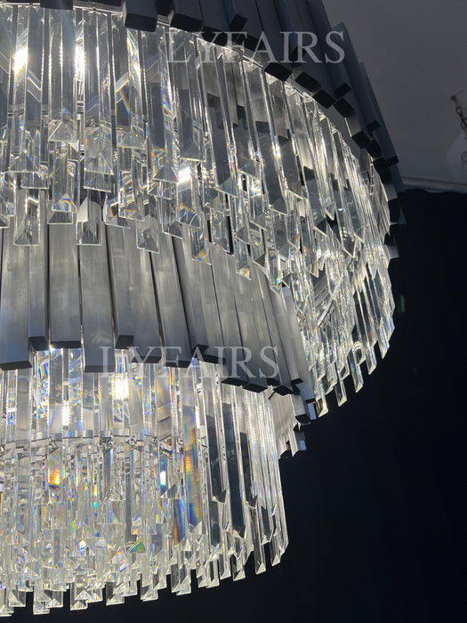 Lampadario di cristallo moderno rotondo dorato