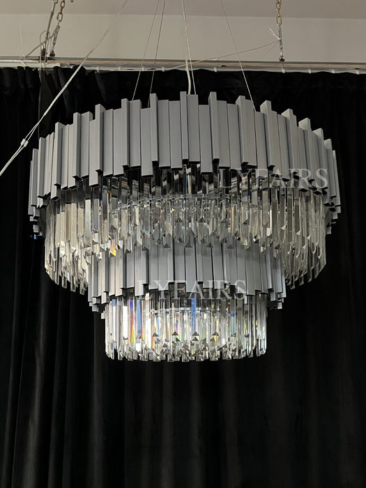 Lampadario di cristallo moderno rotondo dorato