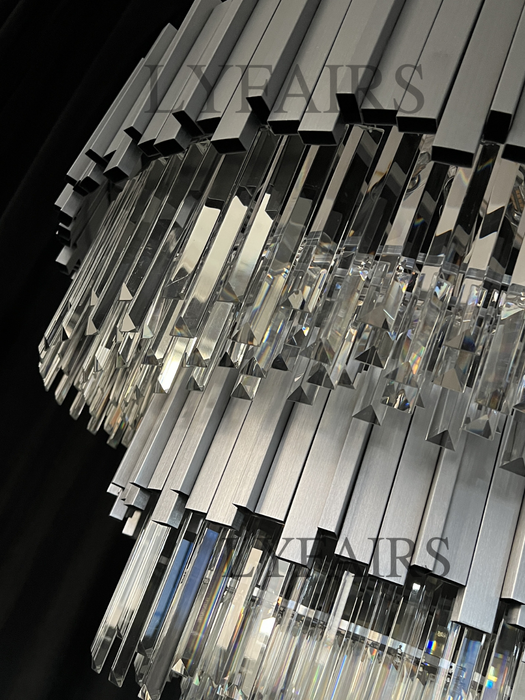 Lampadario di cristallo moderno rotondo dorato