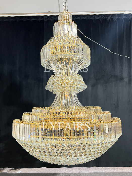 Accesorio de iluminación de techo redondo Extra grande de lujo, lámpara de cristal majestuosa para entrada/entrada del vestíbulo